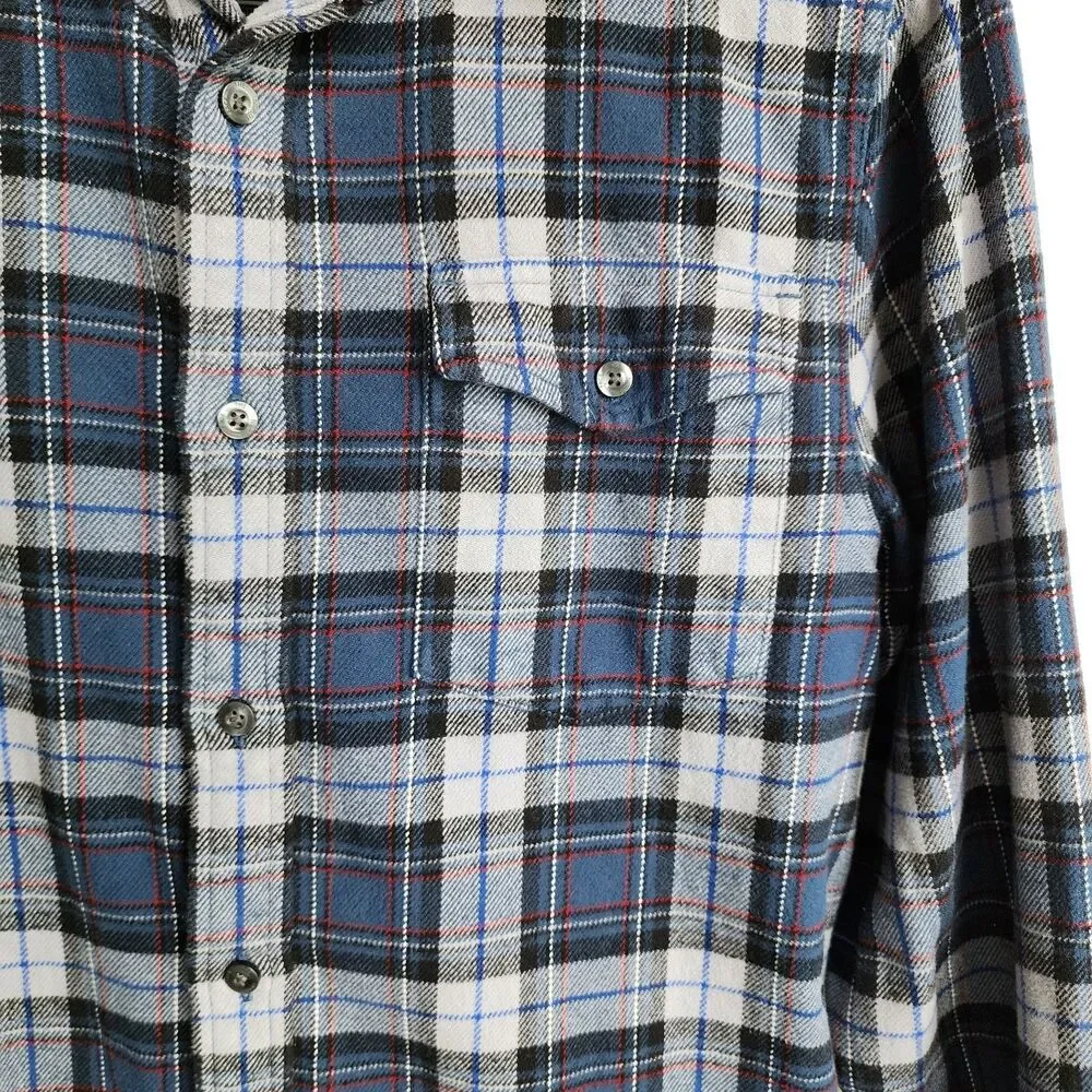 The North Face Flannel Shirt Mens Medium M Blue Gray Plaid Long Sleeve Cotton